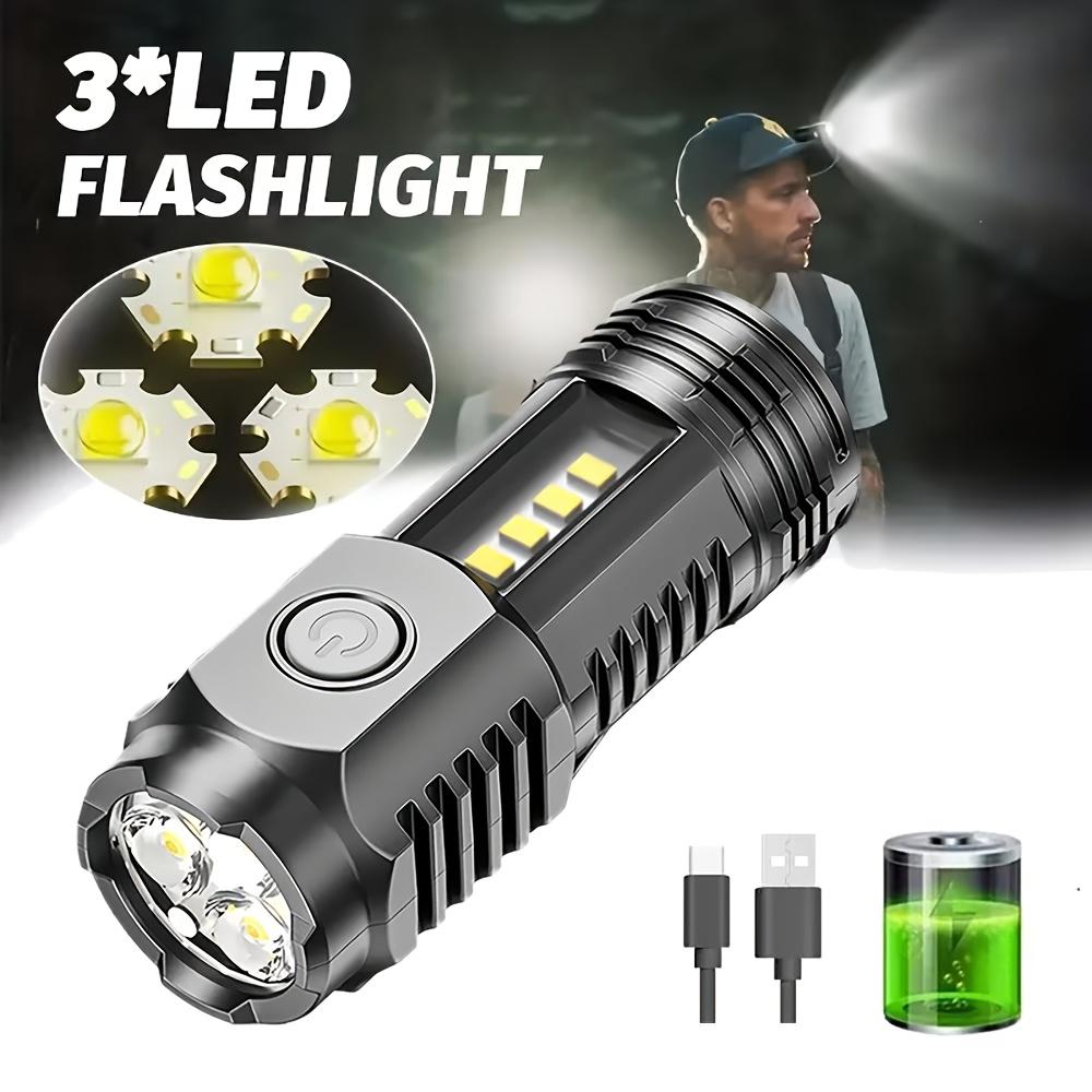 3LED Mini Flashlight USB Rechargeable Pocket Flash Light with COB Light 5 Modes w/ Clip Flashlight for Outdoor Adventure SD5304