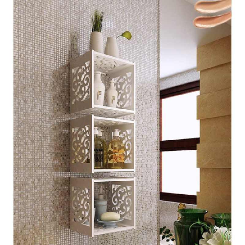 Creative Shelf Storage Wall Mounted Grid Rack Bedroom Nightstand Decorative