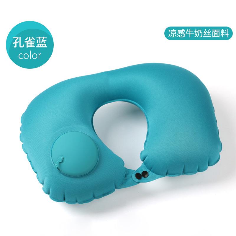 Press inflatable pillow travel portable aircraft headrest can be stored inflatable u-shaped pillow nap neck pillow single size
