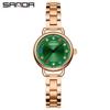 Sanda Women's Retro Rhinestone Quartz Watch - Elegant Green Design