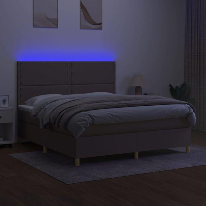 Maison Exclusive - Sommier à lattes de lit et matelas et LED Taupe 180x200cm Tissu