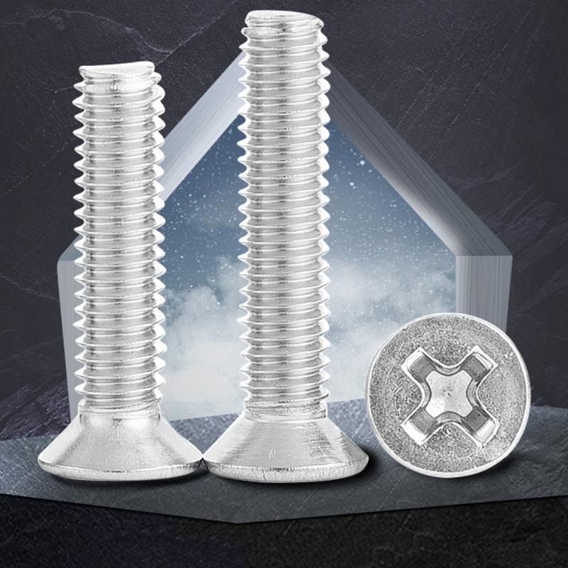 Set of 100 Versatile Stainless Steel Countersunk Screws Long lasting Flat Head Screws for Home & Industry & Outdoor Use