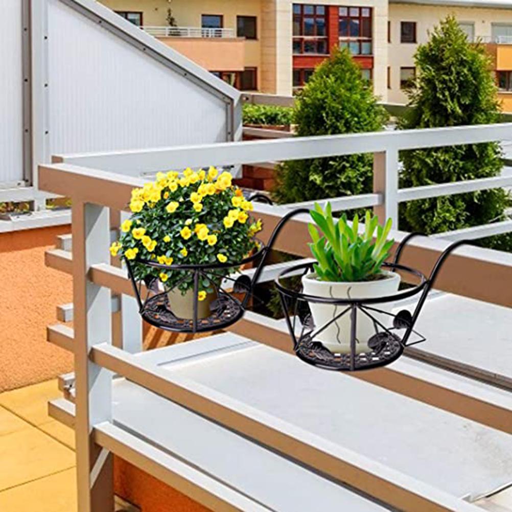 Uchwyt na doniczkę z drutu żelaznego, uchwyt na balkon, półka ekspozycyjna, uchwyt na kwiaty do ogrodu