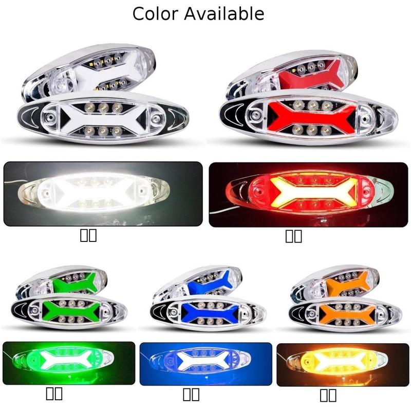 2Pcs 12/24V LED Truck Trailer Side Marker Tail Signal Light Assemblies Vehicle Lights Turn Signal Lamps LED Side Marker Lights