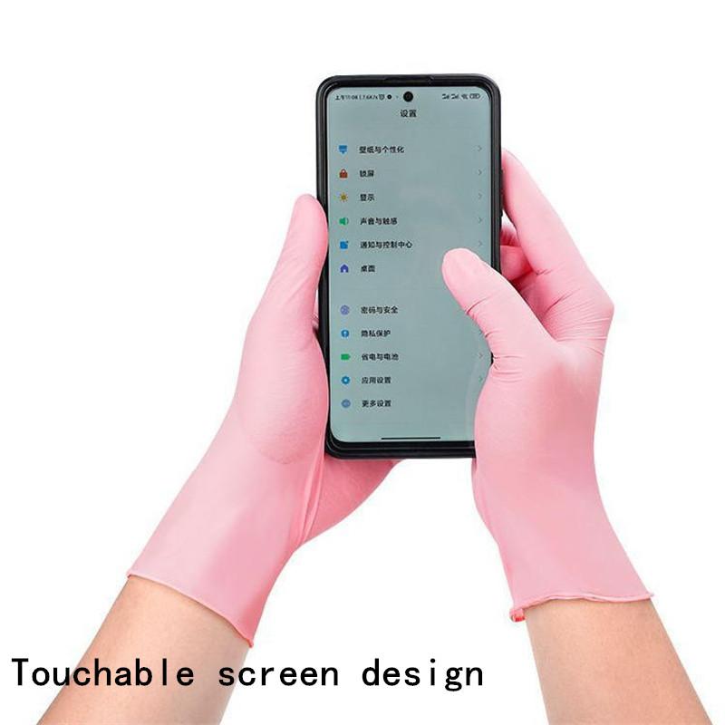 50/100PCS S//M/L Pink Nitrile Gloves, Disposable Gloves for Cleaning, Kitchen, Bathroom, Hair Dyeing, and Nail Trimming