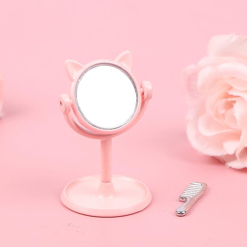 1/12 Make-up Mini Hasenohren Spiegel Möbel für Puppenhaus Spielzeug Zubehör