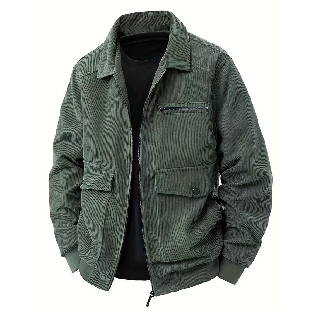 Fashionable Casual Corduroy Lapel Top Long Sleeve Men's Jacket