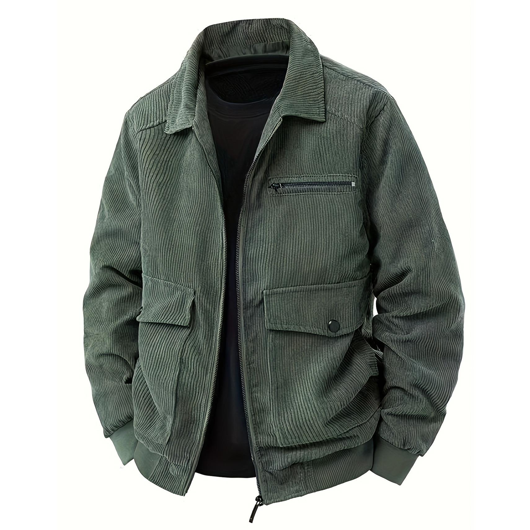 Fashionable Casual Corduroy Lapel Top Long Sleeve Men s Jacket L