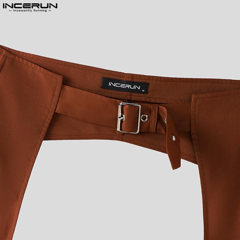 INCERUN Men Belt Waist Crotch Cutout Party Long Pants Trousers