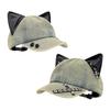 Distressed Baseball Hat with Metal Decors and PU Leather Cats Ear Subcultural Sun Hat for Women Streetwear Hiphop Dance