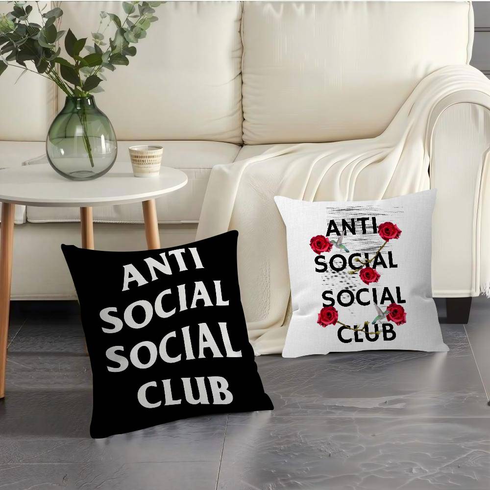 Logo Anti Social Social Club Personalized Picture Text Home Decorative Pillows Household Gifts 45X45Cm