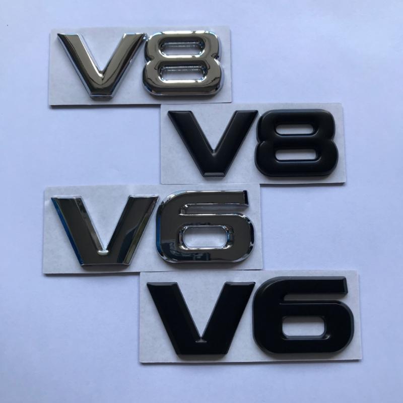 Car Styling 3D Metal V6 V8 Car Sticker Emblem Badge V6 V8 Emblem Badge Nameplate Sticker Decal Replacement auto Accessories
