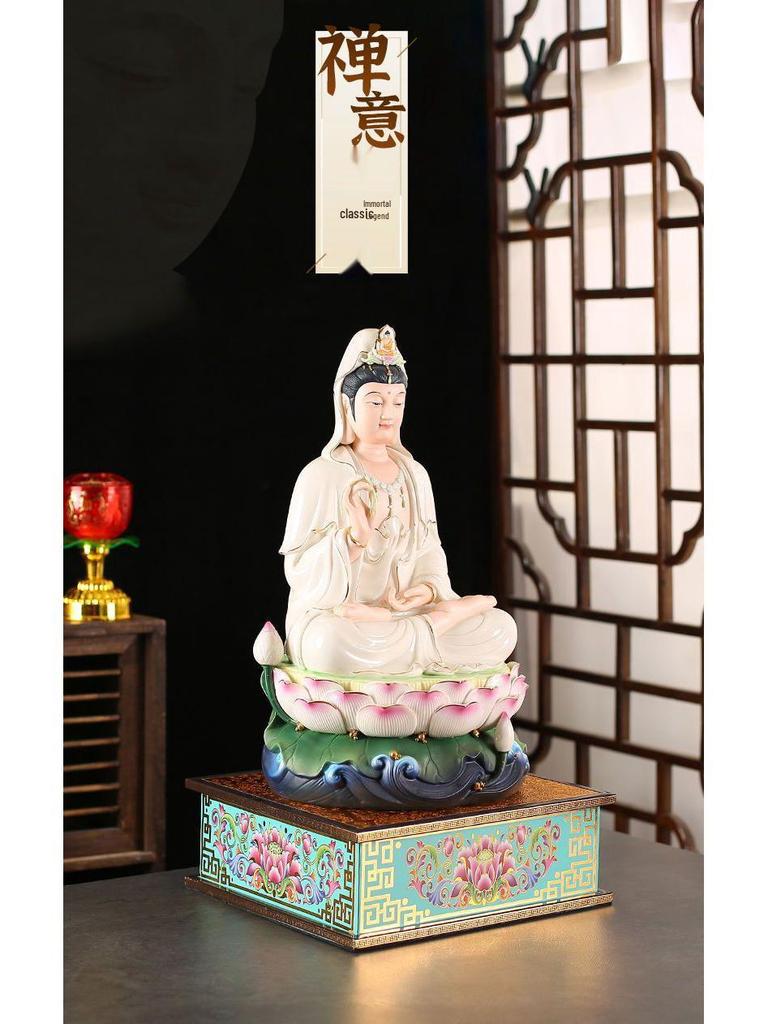 Guan Yin & Guan Gong Elevated Worship Stand for Buddhas & Gods Display