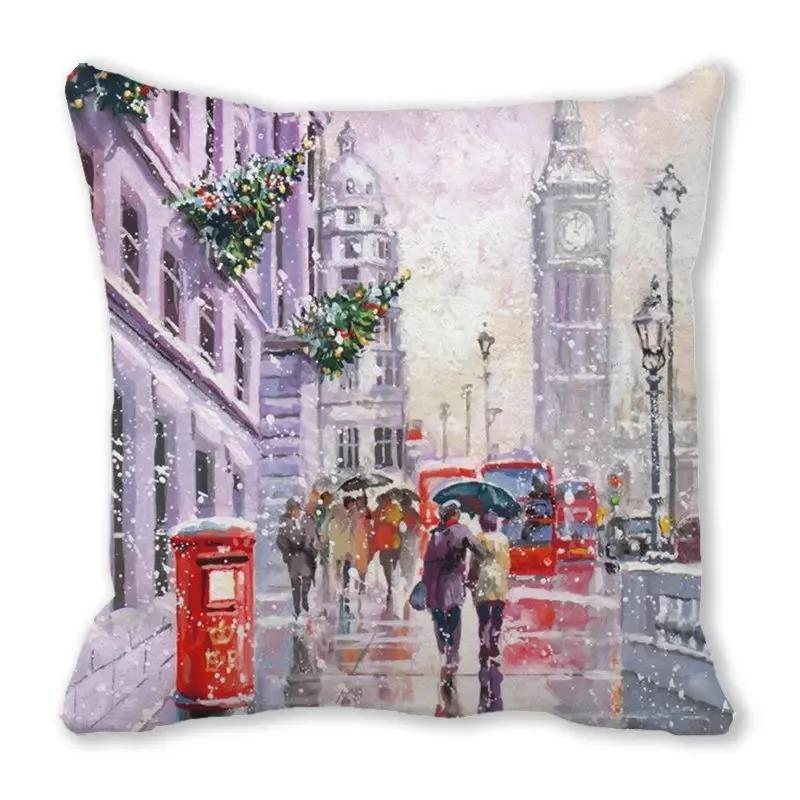 Christmas Themed Pillowcases Car Accessories Office Santa Claus Living Room Sofa Home Pillowcases
