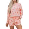 Womens Polka Dot Print Casual Two-Piece Set Loose Fit Hoodie Long Pants Winter Outfit