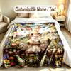 Coperta Morbida Tema Coniglietto Pasquale Personalizzata Stampa Testo Nome Personalizzato Coperta Calda Decorazione Divano Casa Camera da Letto