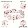 1Pc Adjustable Dog Collar, Fresh White Pink Floral Print, Durable Polyester Material