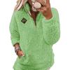 Ladies' Fashionable And Comfortable Half Zipper Solid Color Long Sleeved Casual Top
