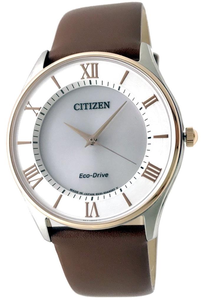 Citizen Slim Watch with Genuine Leather Strap and Spare Strap Domestic Model Eco-Drive Men's Solar-Powered Included. Number BJ6484-50A/LBR [Used]