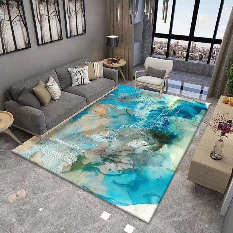 Ink Painting Carpet Marble Anti Slip Carpet Abstract Flow Black and White Gradient Texture Modern Living Room and Bedroom Carpet