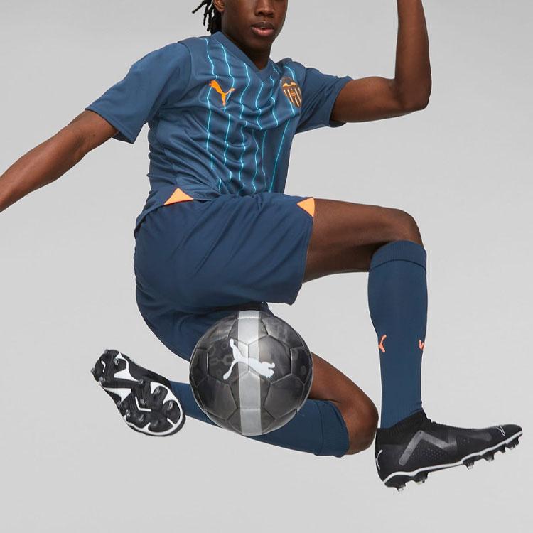 Puma Striped Logo Print V-Neck Short Sleeve T-Shirt Women Tops Ocean-Blue 770301-06