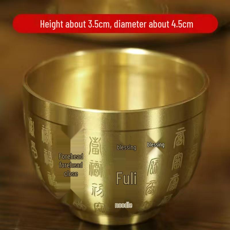 Brass Copper Offering Cup for Deity, Buddha & Bodhisattva - Small Tablefront Ritual Wine and Water Cup