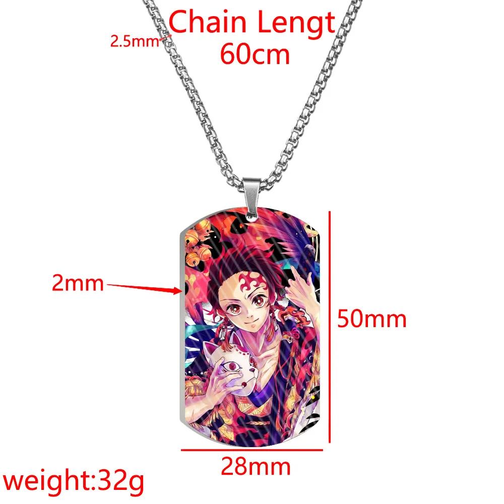 Demon Slayer Kimetsu No Yaiba Tanjiro Nezuko Stainless Steel Color Printed Dog Tag Necklace Anime Cosplay Accessory Gift For