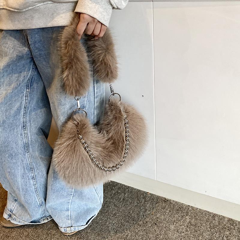 Mao Mao Bag Fashion Shoulder Bag Chain Messenger Bag Commuter Underarm Bag Plush Handbag Bag