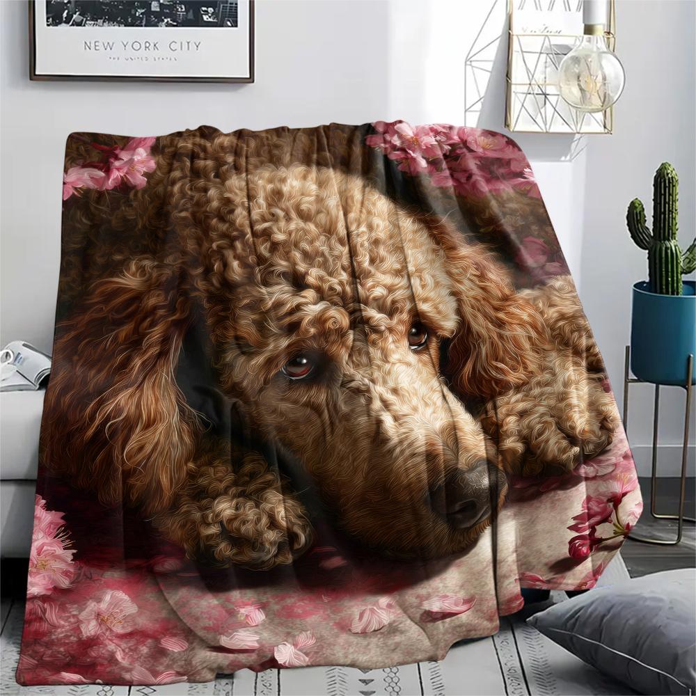 Pink Poodle,pattern Flannel Blanket, High quality Comfortable for All Seasons, Home Decor, Warmth and Comfort, Perfect for Gifts.