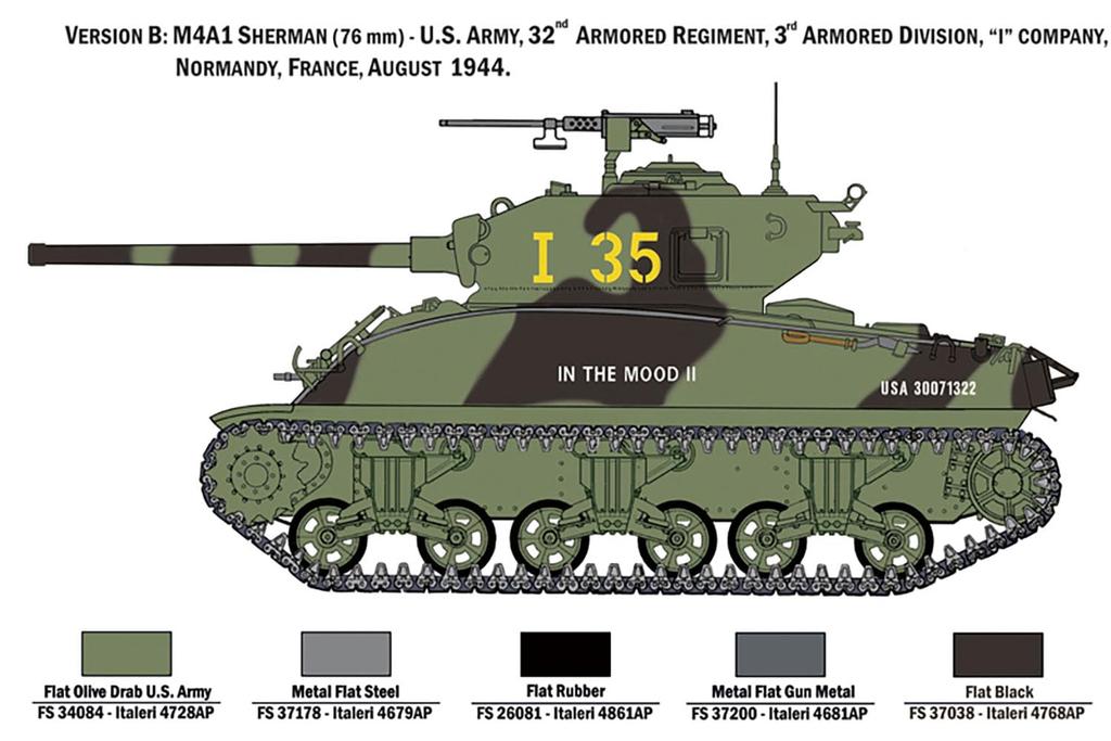 WWII US M4A1 Sherman Tank Plastic Model Kit IT6568 PLATZ/Italeri 1/35 (10 Figures) (Tank)