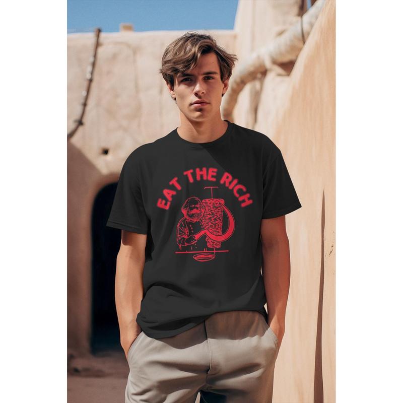 Karl Marx Jezte Döner Bohatý Socialismus Tričko, Bílé Tričko Unisex Pro Muže Dárek Bavlněné Chlapec