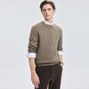 SEPTWOLVES Men's Round Neck Gingham Jacquard Warm Wool Sweater
