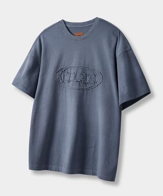 Dimiteulibeullaeg Vlad Cut-Off Applique Short Sleeve T-Shirt_Vintage Blue