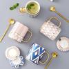 British Style Matching Ceramic Mug Set with Lids - High-End Coffee and Water Cups
