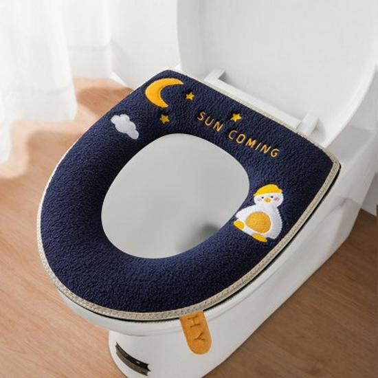 In-Stock Cartoon Zippered Toilet Seat Cushion - Thick and Cute for Autumn/Winter