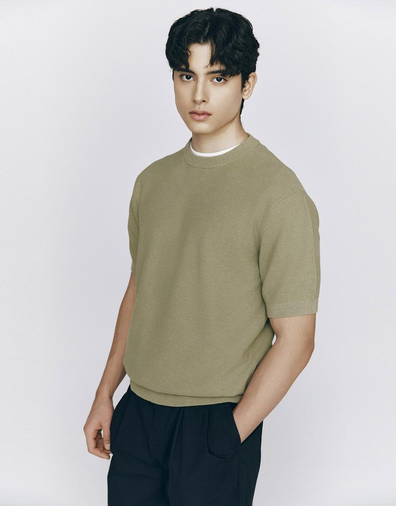 GIORDANO Stitch Short Sleeve Knit (12Gg) 055527 [3Color]