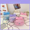 Fashionable Kids Chain Crossbody Bag Stylish Nylon Checkered Design For Girls