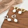 Vintage Pearl Heart Earrings: Asymmetrical Christmas Studs for Women