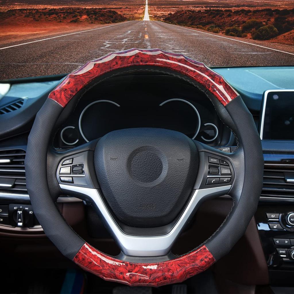 ZATOOTO Steering Wheel Cover for Light S Wood Massage Wood Steering Comfortable to the Good Cars, Size, Grain, Function, Stylish, Breathable, Cover,