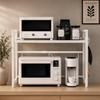 TKUIN Extendable Toaster Shelf 39-65cm - 50kg Load Microwave Rack with 4 Hooks