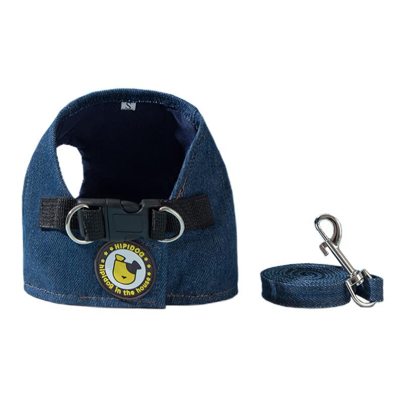 Dog Out Denim Vest Leash Pet Walking Dog Rope Cat Chest Strap Anti-break Free Breathable Cat Rope