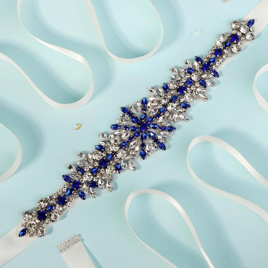 Elegant Rhinestone Flower Bridal Waistband for Wedding Dress or Evening Gown