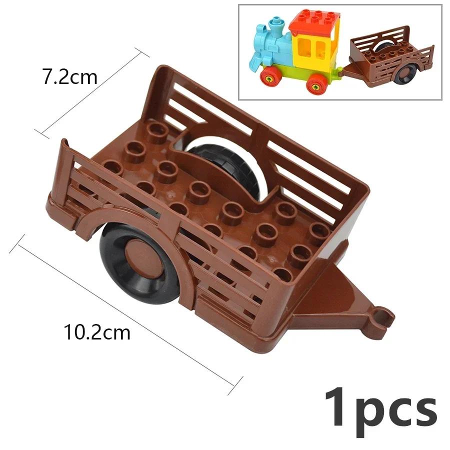 City Train Car Transport Accessorie Straight Curved Uphill Rail Constructing Block Big Dimension Track Railway Brick Compatible Duploes