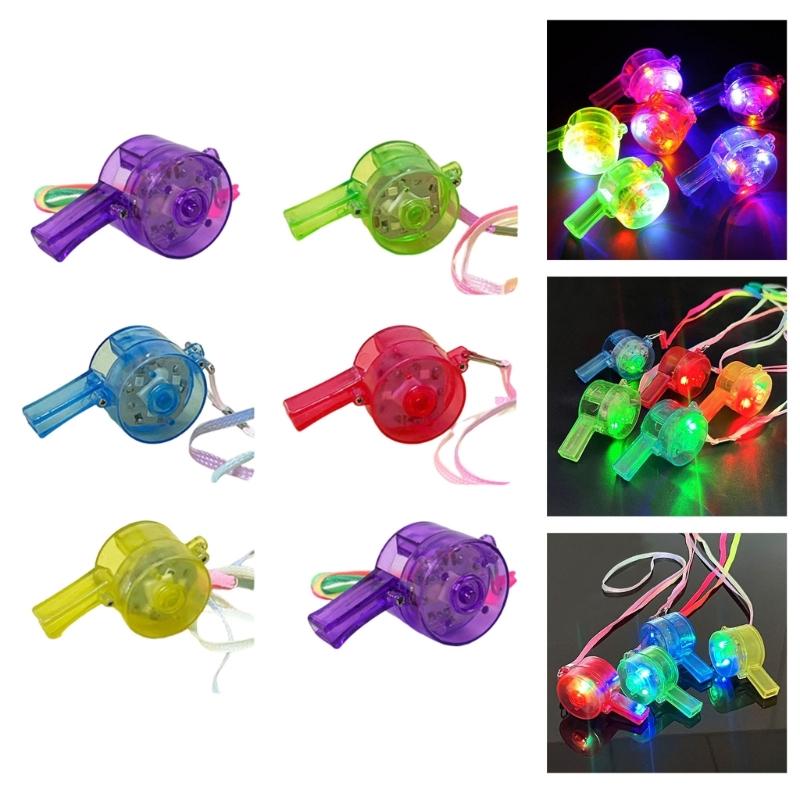 Vibranted LED Light Up Whistles 6 Pack Plastic Cheering Tools for Night Event Festival Celebration