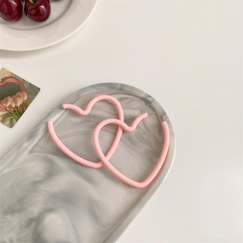 Fashion Geometric Personality Neon Acrylic Big Star Hoop Earring For Women Hollow Heart Earring Jewelry