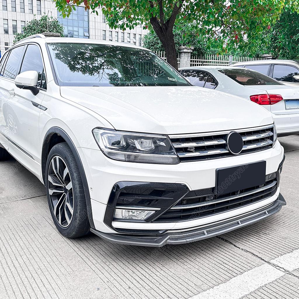 For Volkswagen Tiguan MK2 Rline 2017 2018 2019 2020 Automobile Front Bumper Splitter Lip Spoiler Decoration Modification Kit