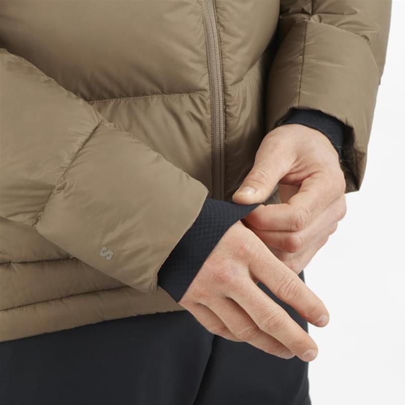 SALOMON Outline Down Solid Color Zipper Hooded Long Sleeve Down Jacket Men Jackets Bamboo LC2360900
