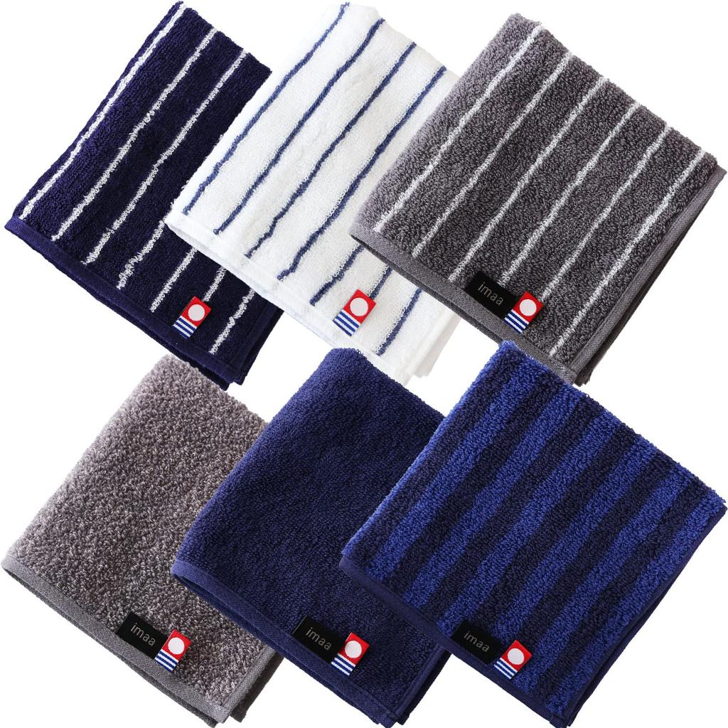 imaa Imabari Certified Hand Set of Made in C Assortment Towels/Handkerchiefs, 6, Japan, 100% Cotton, Vacuum-Compressed Pack,