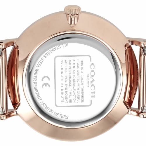 Coach PERRY Women's 32mm Rose Gold Watch with White Dial and Stainless Steel Quartz Movement (14503425)