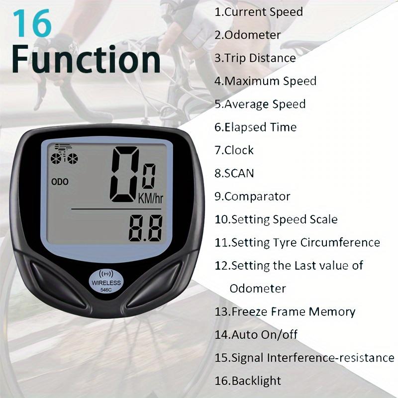 Bicycle Speedometer Odometer Wireless Cycle Bike Computer Bicycle Handlebar Stopwatch with LCD Display Multi-Functions for Most Bikes